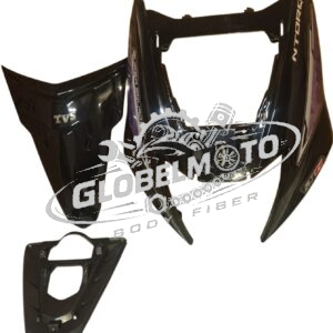 Front Nose and Center Nose for TVS Ntorq 125 - Glossy Black Blue Sticker Panther Edition