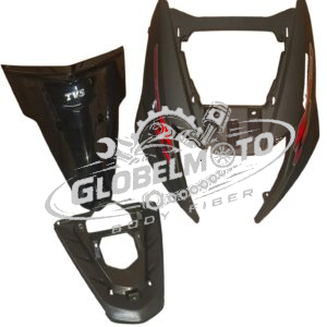 Front Nose and Center Nose for TVS Ntorq 125 - Matte Black Red Sticker Race Edition