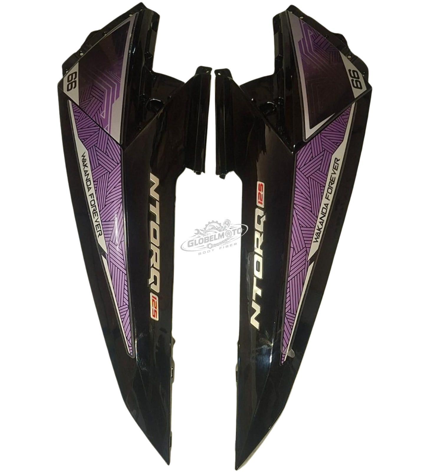 Back Panel TVS Ntorq 125 - Glossy Black Purple Sticker Panther Edition